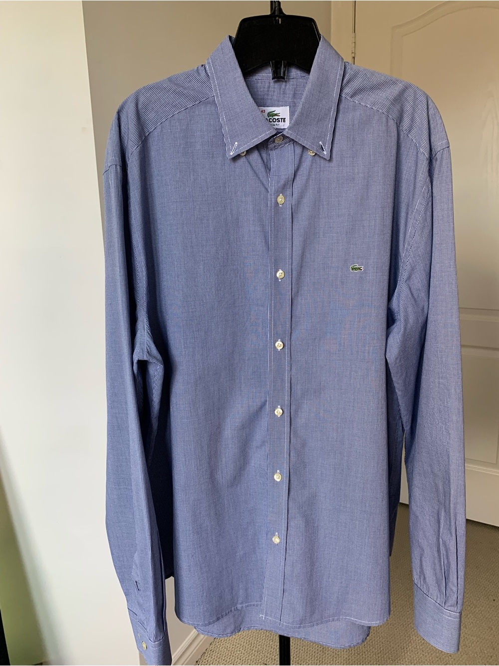 New Lacoste Men's Light Blue Long-Sleeve Dress Shirt